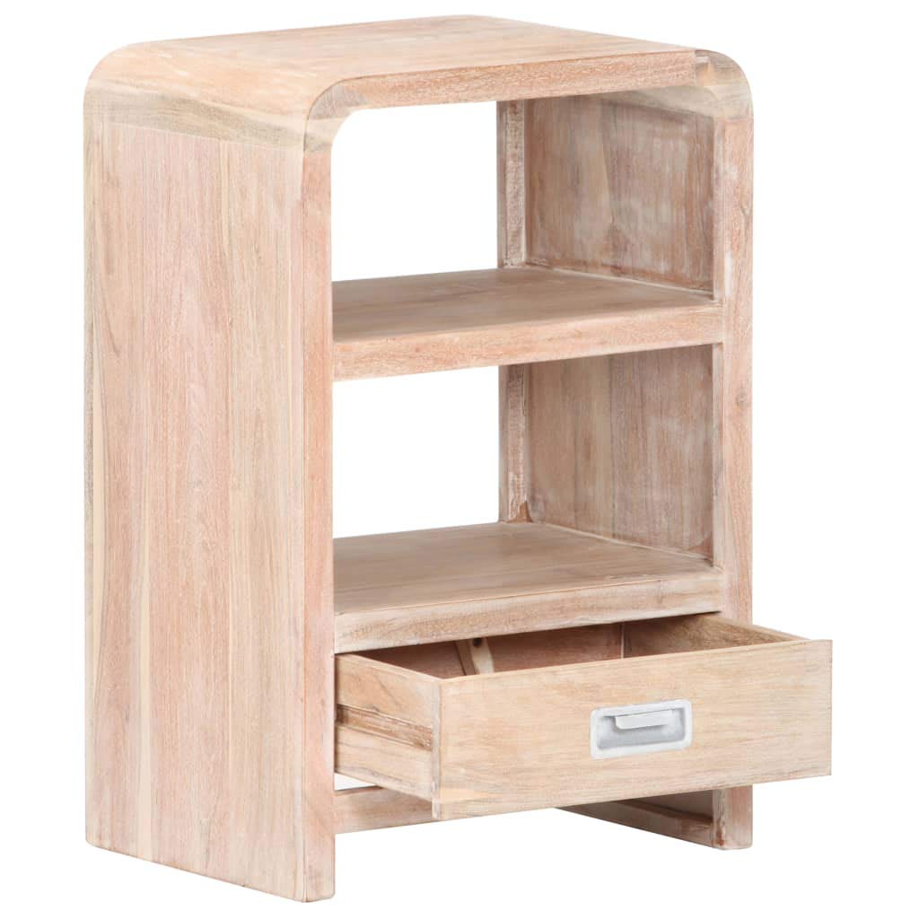 vidaXL Solid Acacia Wood Bedside Table Side End Cabinet Nightstand White/Brown